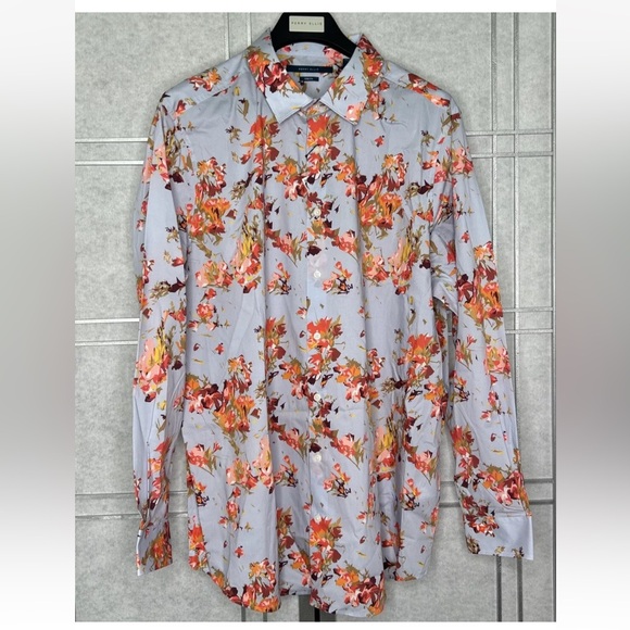 New Perry Ellis Long Sleeve Button Down Shirt Stretch Heather Sz 2X Men - Picture 1 of 10